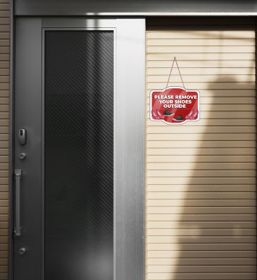 Please Remove Your Shoes Outside Wall Or Front Door Hanging Sign Board For Shop, Office and Home Door Hanging